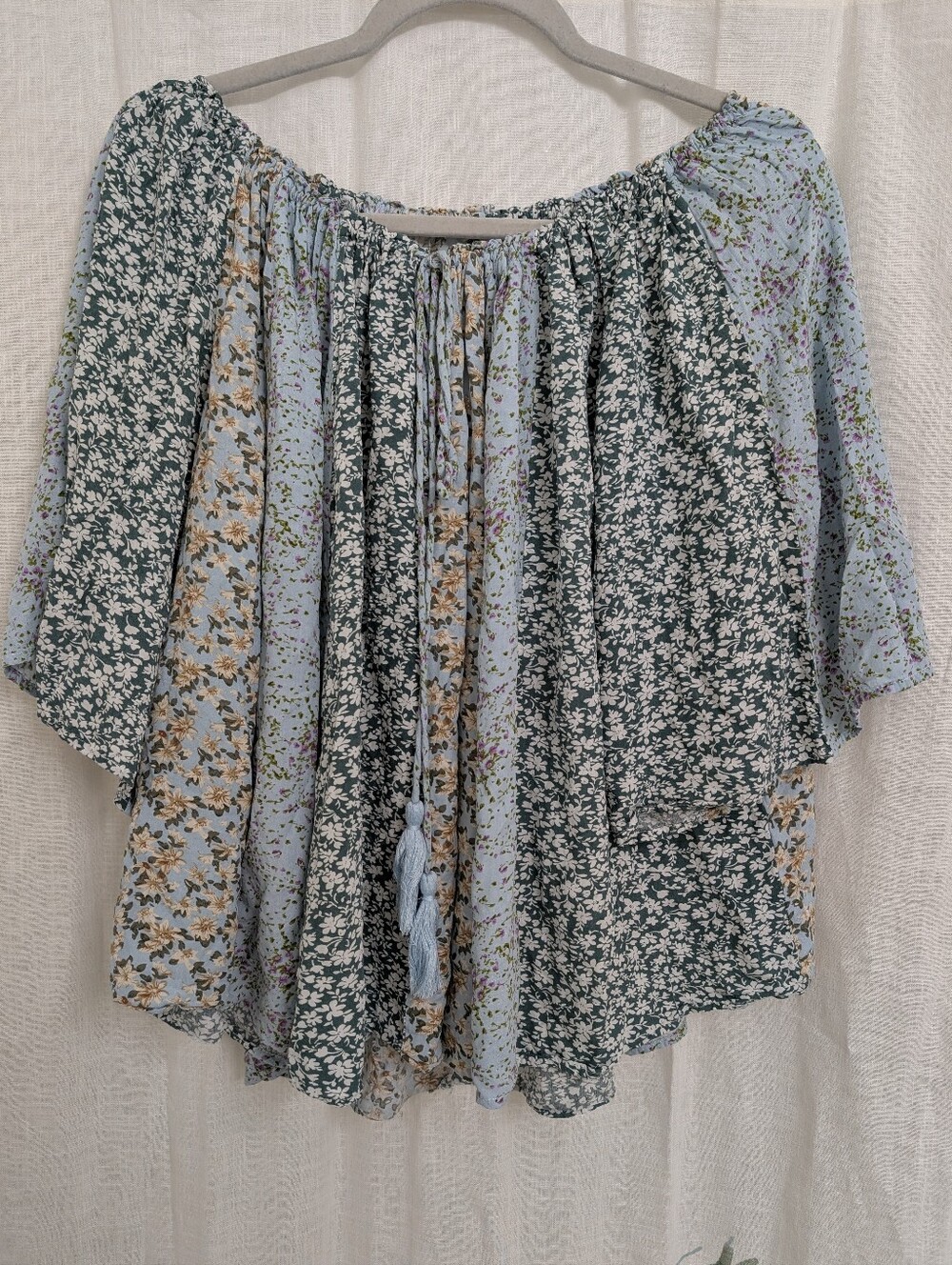 Easel Mixed Floral Boho Peasant Blouse Women’s Medium